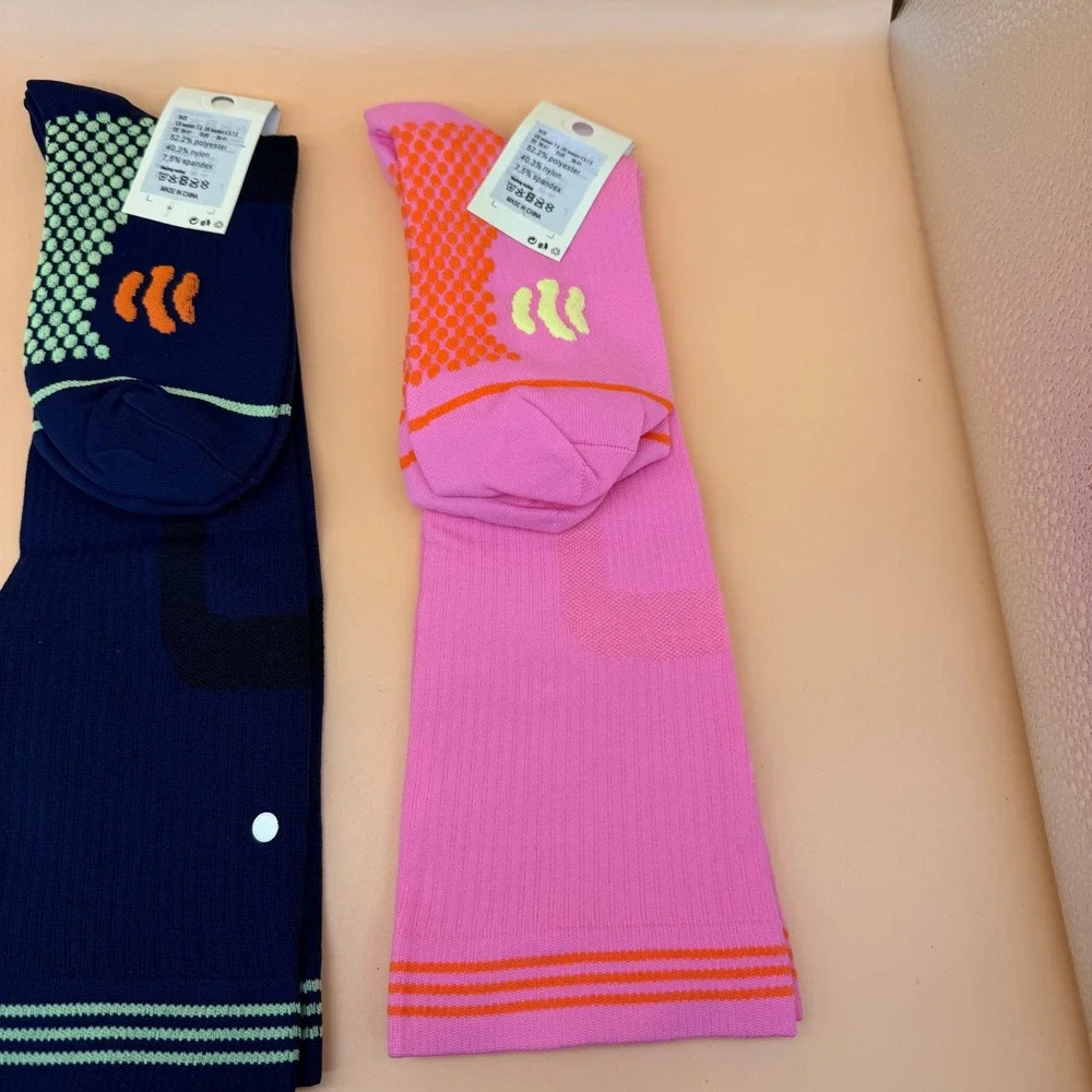 3 Pairs Speum Womens US 7-9 Compression High Non-slip Socks Navy, White, Pink
